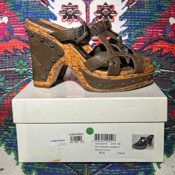 Dior Western Wedge 37.5 7.5 EUC chèvre - Picture 1 of 16
